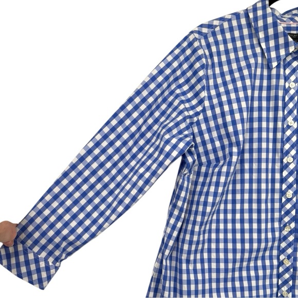 Talbots Blue Gingham Check Button Up Blouse Top Shirt Size 2X‎ Preppy Casual - Picture 9 of 13